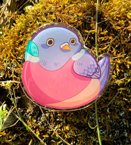 Fat Pigeon Borb Phone Grip, Very Round Woodpigeon Pop Out Mobile Holder, Sticky Backed Acrylic Cell Phone Accessory, Gift for Animal Lovers